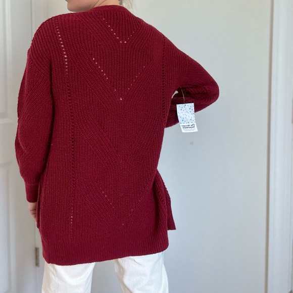 Pointelle Chunky Knit Design Cardigan with Pockets - Picture 8 of 11